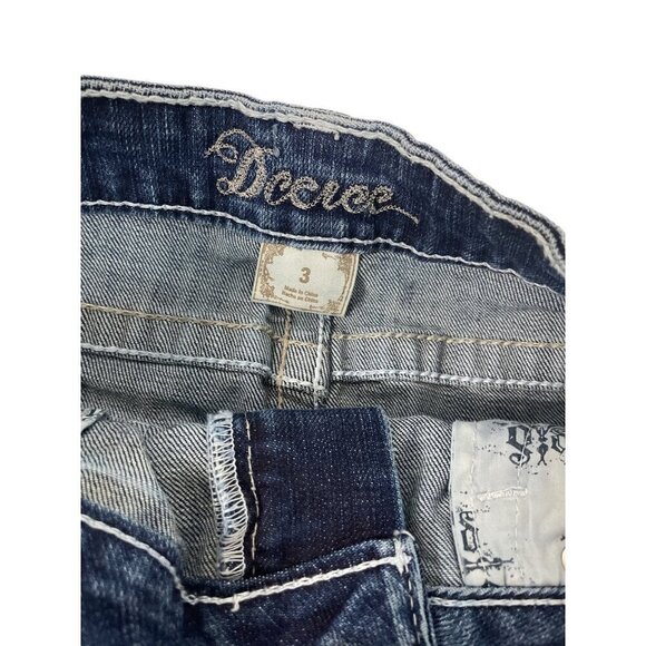 Decree Women's Misses Mini Skirt Blue Denim Embroidered 5 Pocket Size 3 - Picture 4 of 8